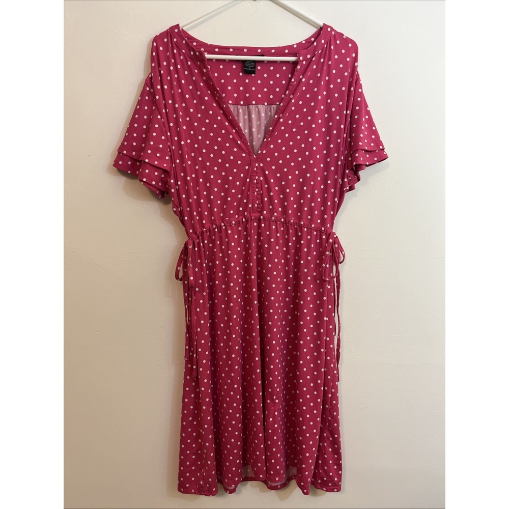 Robert Louis L Pink Polka Dot Dress Barbiecore Bubblegum Girl Bow Waist